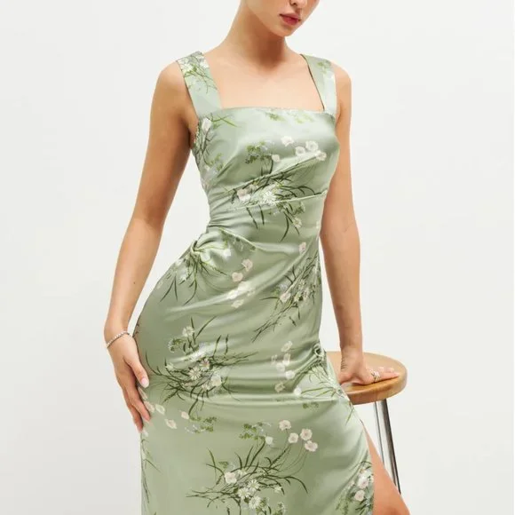 reformation earl silk dress Reformation Jessalyn Dress | Earl Grey Lace